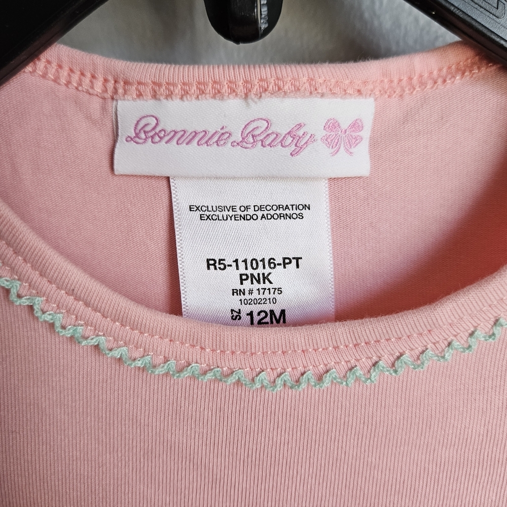 Bonnie Baby Spring Easter Pink Bunny Ruffled Top 🐰 12 Months - Picture 5 of 6